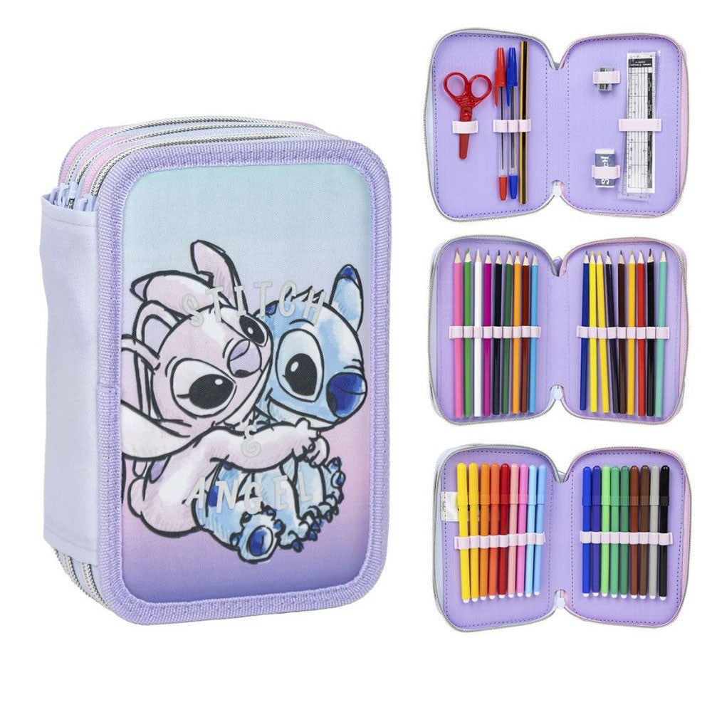 Disney Lilo und Stitch Angel gefülltes 3-stöckiges Federmäppchen