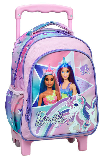 Barbie Unicorn Trolley Schulrucksack mit Rollen, Tasche 30 cm