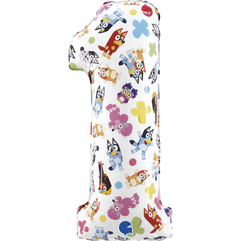 Bluey Heeler Family "1" Folienballon 66 cm (1. Geburtstag)