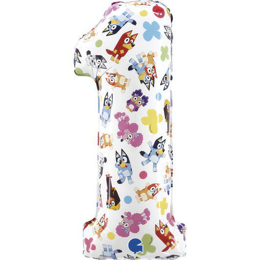 Bluey Heeler Family "1" Folienballon 66 cm (1. Geburtstag)